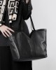 2025 autumn minimalist Korean-style genuine leather tote bag, large-capacity shoulder bag, underarm handbag, cowhide.