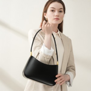 Spring/Summer new niche design genuine leather commuter baguette bag 2025 Spring/Summer French-style underarm bag single shoulder vintage women's bag