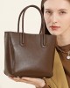 2025 new genuine leather women's bag, simple, artistic, retro, tree paste leather bucket bag, versatile shoulder and crossbody bag