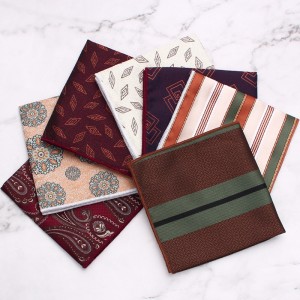 Leier's business suit pocket squares, patterned wedding handkerchiefs, small party squares, and suit accessories.