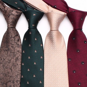 Lei'er burgundy tie, men's groomsmen wedding tie, yarn-dyed polyester business tie wholesale