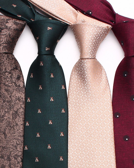 Lei'er burgundy tie, men's groomsmen wedding tie, yarn-dyed polyester business tie wholesale