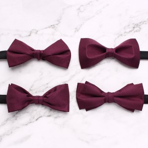 Lei'er men's silk groom's tie for wedding dress photography, Chinese-style personalized bow ties, fashionable burgundy bow ties in stock.