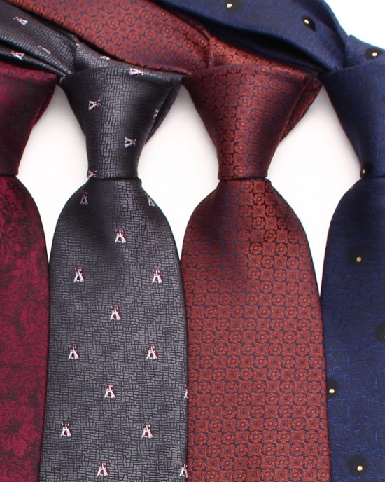 Lei'er burgundy tie, men's groomsmen wedding tie, yarn-dyed polyester business tie wholesale