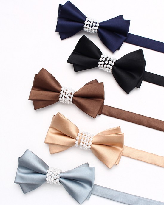 Lei'er solid color pearl bow tie, men's casual fashion, creative pearl personalized bow tie, new bow tie manufacturer, in stock