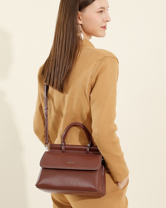 Genuine Leather Women's Underarm Lightweight Single Shoulder Crossbody European Bags, Fresh and Versatile, Cell Phone Shopping, Solid Color Soft Women's Bags