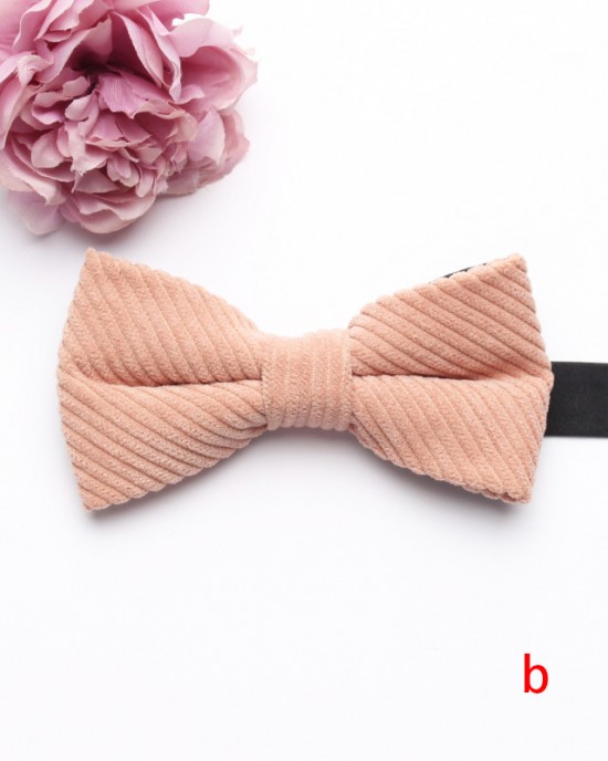 Shengzhou manufacturers offer corduroy polyester-cotton bow ties for men and women in macaron-colored, solid-color, fashionable wedding bow ties.