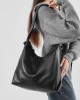 Genuine leather large-capacity stylish new Korean-style trendy solid color casual commuter shoulder tote bag