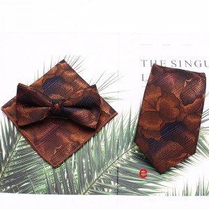 Lei'er men's tie sets, three-piece polyester striped tie, bow tie, and handkerchief set. Suit accessories manufacturers in stock