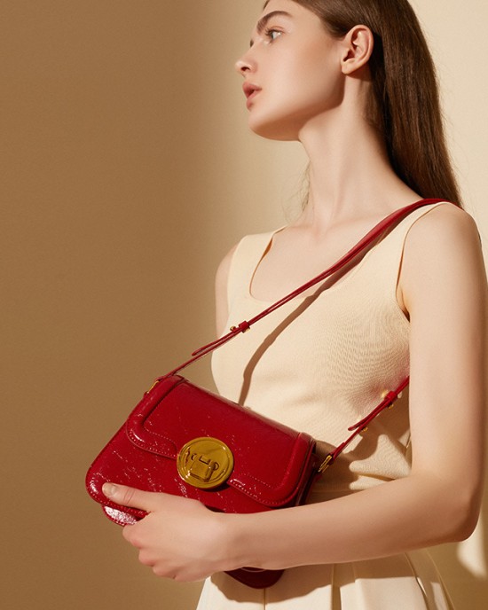 Retro solid color women's bowling handbag, spring/summer new cross-border versatile commuter underarm shoulder bag