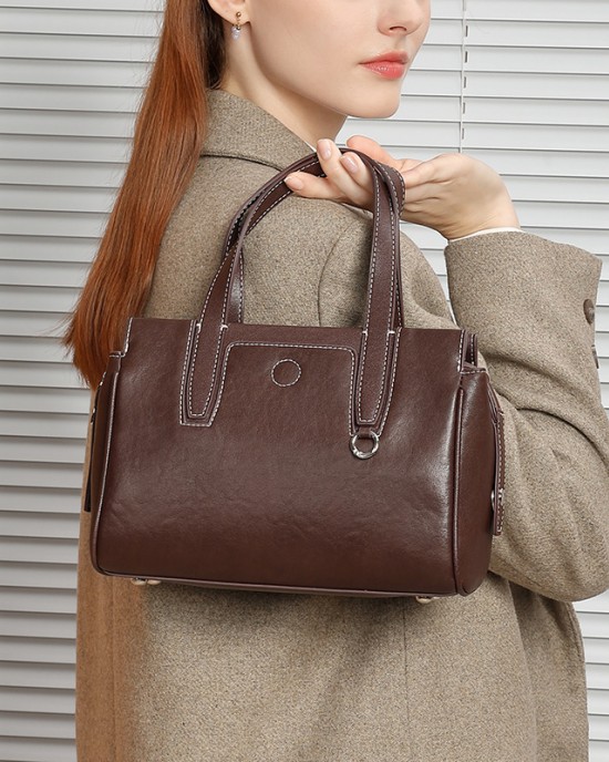 Cowhide Women's Spring/Summer New Retro Commuter Single Shoulder Crossbody Bags, Vegetable Basket Bags, Genuine Leather Handbags