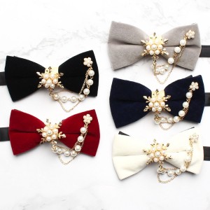 Groom's wedding formal bow ties with diamond embellishments, Korean-style British red wedding bow ties wholesale