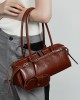 Genuine Leather Niche Retro Motorcycle Style, Cool Belt Decorated Handbag, New Single Shoulder Underarm Sausage Baguette Bag