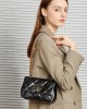 2025 new lock buckle top-grain genuine leather shoulder and crossbody bag, this year's popular diamond-patterned small square bag for women.