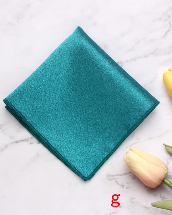 Solid British-style polyester glossy pocket square for men's suits, banquets, weddings, and formal dresses, chest scarfs and handkerchiefs.