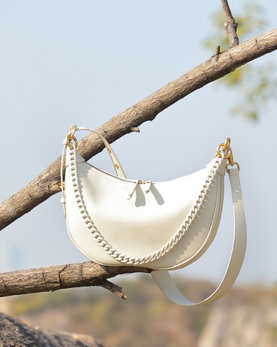 Genuine leather underarm bag, 2025 new dumpling bag, fashionable shoulder bag, high-end chain bag, trendy women's bag