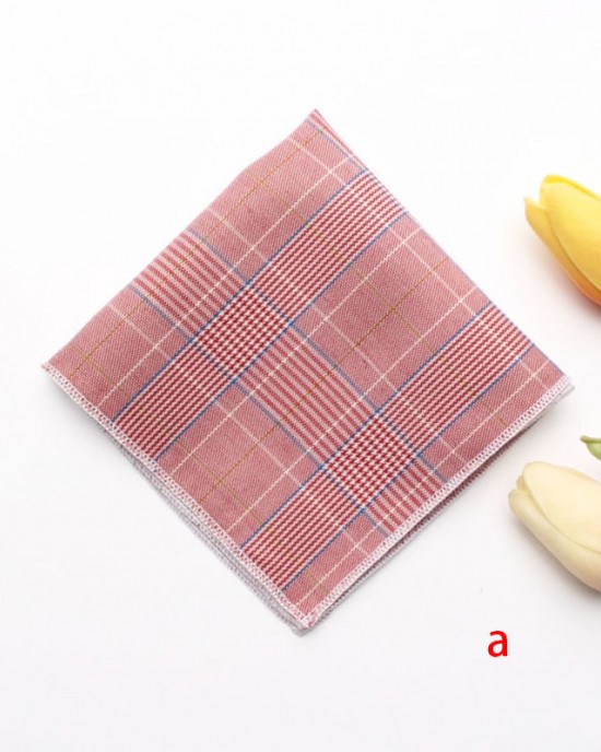 Cotton business formal suit pocket squares, men's plaid chest scarves, and small party handkerchiefs, available for wholesale.