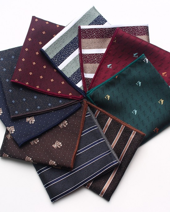 New striped floral pattern men's suit pocket square, men's business retro suit chest scarf, small handkerchief, wholesaler