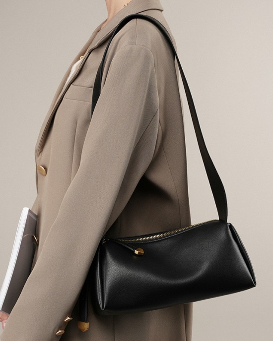 2025 new spring/summer new genuine leather bag, black cowhide bag 5 new genuine leather crossbody bags for women, luxury baguette underarm bags for summer, soft leather women's bags