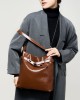New genuine leather waxed tote bag, women's bag Large-capacity shoulder bag, commuter underarm bag, original design for work.