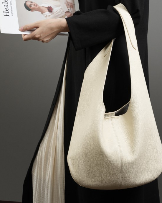 New Korean Internet-Famous Women's Bag, Large-Capacity First-Grain Leather Tote Bag, Luxury Underarm Single-Shoulder Genuine Leather Bag