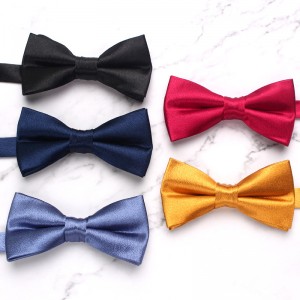 New Polished Solid Color Polyester Bow Ties for Men, Fashionable Suit Bow Ties, Groomsmen Wedding Bow Ties