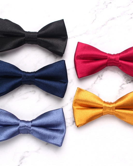 New Polished Solid Color Polyester Bow Ties for Men, Fashionable Suit Bow Ties, Groomsmen Wedding Bow Ties