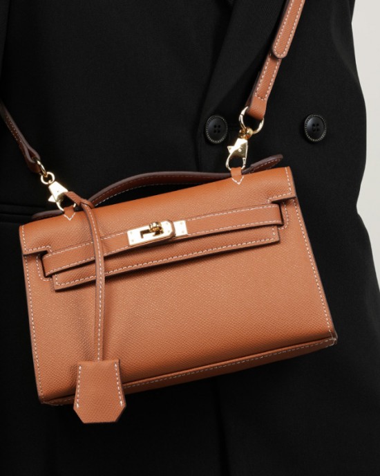 Spring and summer genuine leather Kelly bags, palm print mini, genuine leather chain bags, mini shoulder bags.