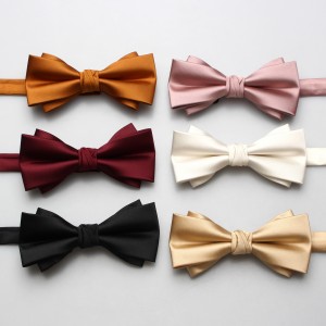 New solid-color polyester bow ties for men, business-chic wedding groomsmen bow ties and tie ties, available for wholesale.
