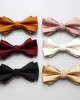 Solid-color men's polyester bow ties in stock, including multi-colored wedding groom and groomsmen bow ties and tie ties.