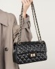 Top-grain cowhide bag, cowhide chain, Chanel-style fashionable diamond-patterned shoulder bag, small square genuine leather bag