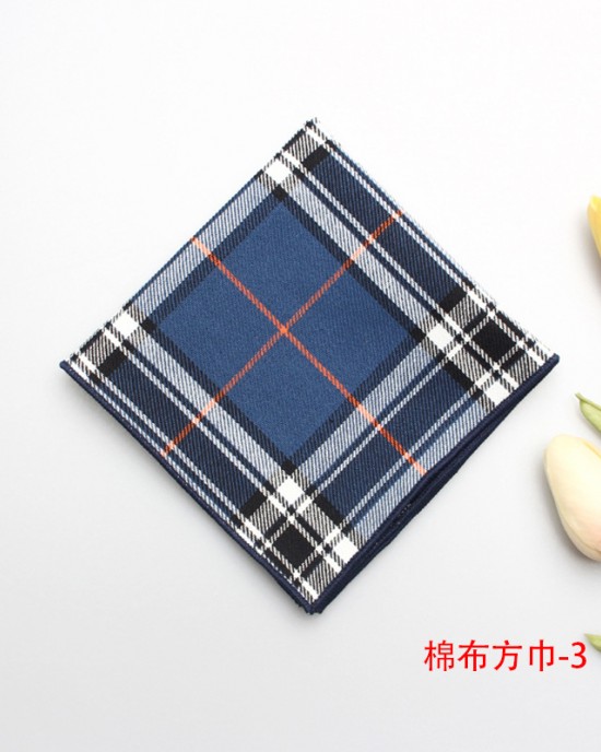 New British-style plaid cotton small square handkerchiefs, available for wholesale, suitable for business suits, shirts, and handkerchiefs.