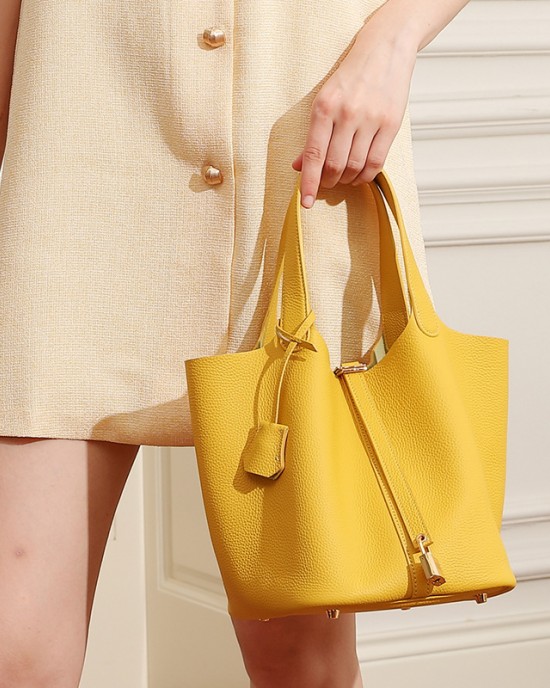 Oversized, high-quality genuine leather basket, TC, top-grain cowhide, niche, high-end, exquisite handbag bucket bag