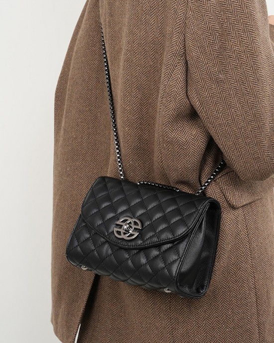 2025 new top-grain cowhide bags, women's chain bags, luxury light luxury spring and summer genuine leather