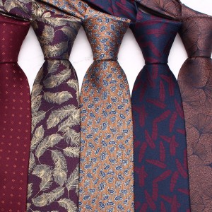 Lei'er burgundy men's tie, vintage groom wedding tie, yarn-dyed polyester silk business tie manufacturers in stock