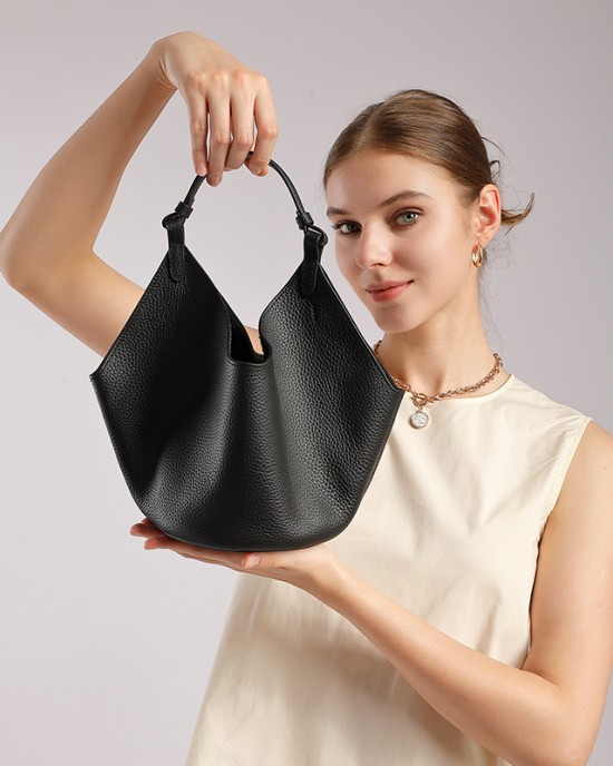 Original TC top-grain cowhide large-capacity vegetable basket genuine leather tote bag, a new summer trendy mother-and-child commuter bag