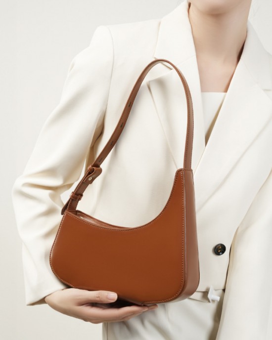 Niche Genuine Leather Design Kendall Jenner's Half Moon Bag, 2025 New Minimalist Single Shoulder Underarm Handbag