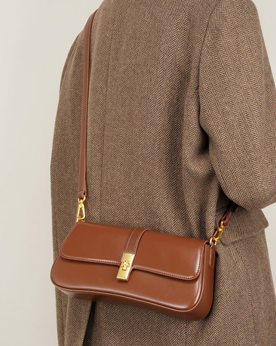 High-quality cowhide, niche baguette bags, luxury feel, crossbody bags, 2025 new versatile shoulder and crossbody bags.