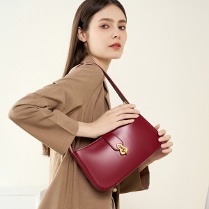 New genuine leather women's bag, niche bridal bag, youthful red, high-quality underarm bag, daily shoulder bag