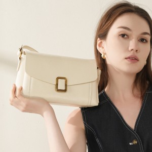 Spring and summer Maillard genuine leather women's handbag, 2025 new niche high-quality shoulder and crossbody bag for women's commuting