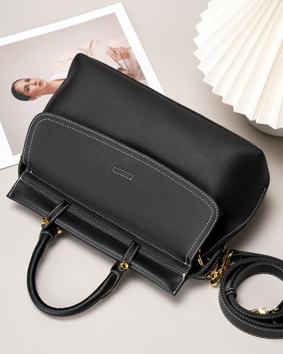 2025 new style top-grain cowhide bags for women, genuine leather messenger bags, large-capacity commuter briefcases