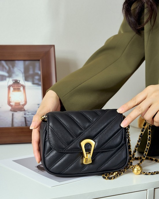 2025 new style women's bags, chain crossbody bags Summer luxury genuine leather underarm mini bag