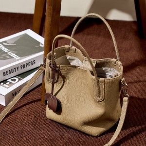 2025 summer new stylish genuine leather bucket bag, niche top-grain cowhide retro shoulder and crossbody handbag