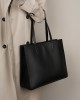 New niche women's genuine leather large-capacity briefcase, laptop bag, black cowhide commuter bag.