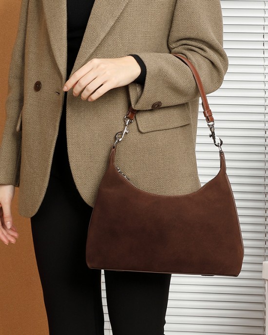 Frosted cowhide underarm tote bag, 2025 new high-quality, large-capacity commuter genuine leather shoulder bag
