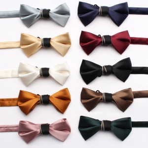 New solid color shiny polyester silk bow ties, men's elegant shirts, suits, workwear, wedding bow ties, ready for wholesale.
