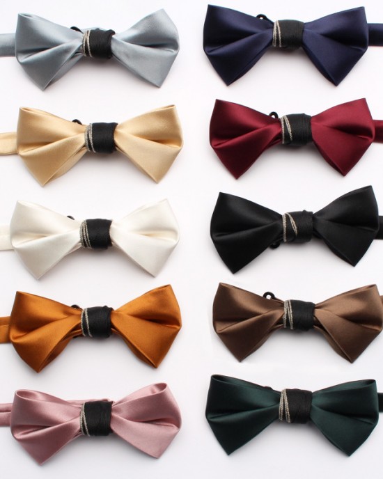 New solid color shiny polyester silk bow ties, men's elegant shirts, suits, workwear, wedding bow ties, ready for wholesale.