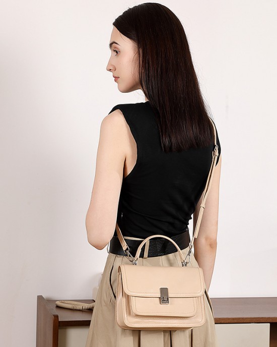 New Top-Grain Cowhide Bag, Large-Capacity Single-Shoulder Handbag, Motorcycle Bag, Women's Commuter Bag, Luxury Crossbody