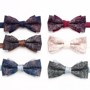 Lei'er patterned bow tie in stock, men's bow tie in multiple colors, wedding groom bow tie, bow tie with flower, wholesale.