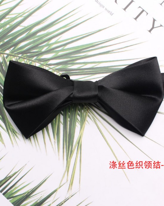 2025 Spring/Summer new solid-color black men's groom and groomsmen wedding bow ties, factory-in-stock wholesale.